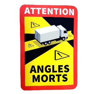 LOT DE 3 STICKERS ANGLES MORTS, AUTOCOLLANTS CAMION PL