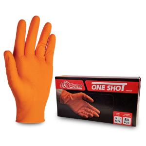 GANTS NITRILE JETABLES ORANGE TEXTURE DIAMANTÉE 8g U-POWER - 50PIECES