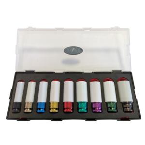 COFFRET DE 9 DOUILLES A CHOC 1/2" POUR JANTES ALUMINIUM