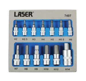 JEU LASER TOOL D'EMBOUTS HEXAGONAUX PERCES TAMPERPROOF 13 PIECES
