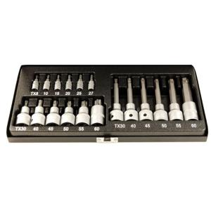 Coffret mâle/femelle TORX®, 1/4'' - 1/2'' - E4 à E20 - T8 à T60