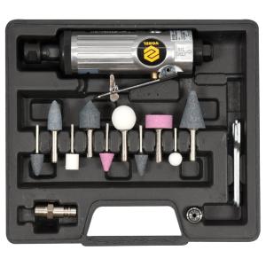 MINI MEULEUSE PNEUMATIQUE DROITE AVEC MEULES ET ACCESSOIRES - 15 pcs