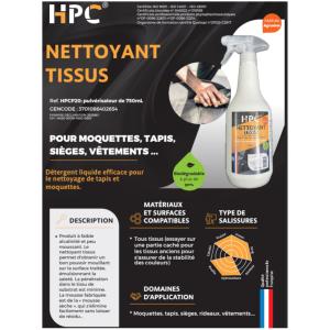 NETTOYANT TISSUS, DETACHANT MOQUETTES, TAPIS, SIEGES - 750 mL