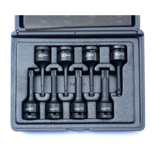 COFFRET 8 DOUILLES EMBOUTS  IMPACT TORX MALES A CHOC CARRE 1/2" 