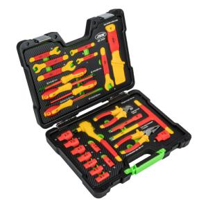 COFFRET 26 OUTILS ISOLES 1000 VOLTS GS VDE ET DOUILLES 3/8"