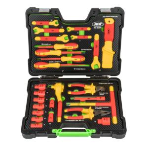 COFFRET 26 OUTILS ISOLES 1000 VOLTS GS VDE ET DOUILLES 3/8"