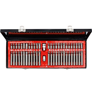 COFFRET EMBOUTS TORX MALES,TORX PERCES, XZN, HEXAGONAUX 54 PIECES
