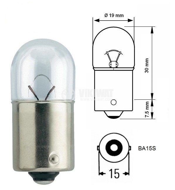10 AMPOULES  R5W, 12 VOLTS 5 WATTS CULOT BA15S 