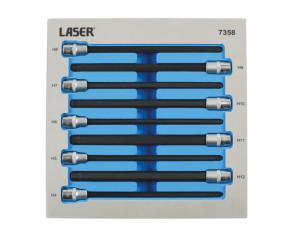 JEU LASER 7358 D'EMBOUTS EXTRA LONGS HEXAGONAUX 6 PANS TETE A BOULE