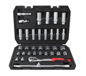 COFFRET DE DOUILLES METRIQUES ET ACCESSOIRES 3/8" - 35 PIECES