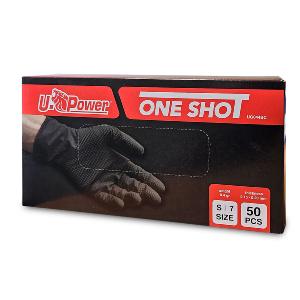 GANTS NITRILE JETABLES NOIR TEXTURE DIAMANTÉE 8g U-POWER - 50 PIECES