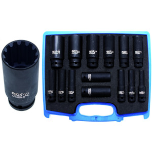 COFFRET DE 14 DOUILLES IMPACT A CHOC PROFONDES de 10 à 32 CARRE 1/2" 