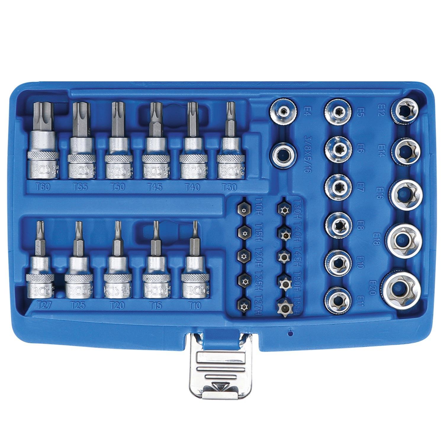 Coffret 8 douilles torx femelle chrome et vanadium