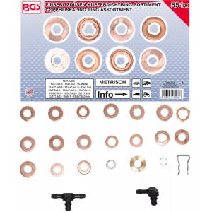 ASSORTIMENT DE JOINTS CUIVRE POUR INJECTEUR - 551 PCS