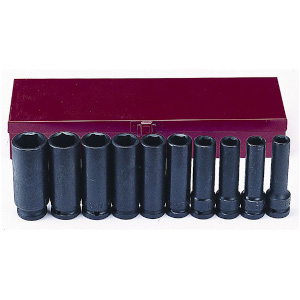 DOUILLES IMPACT A CHOC PROFONDES CARRE 1/2" COFFRET DE 10 DOUILLES