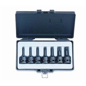 COFFRET DE 7 DOUILLES IMPACT TORX MALES A CHOC CARRE 1/2" 