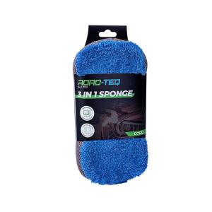 EPONGE MICROFIBRE DE LAVAGE ET NETTOYAGE AUTO 3 EN 1 - 220X110X50 MM