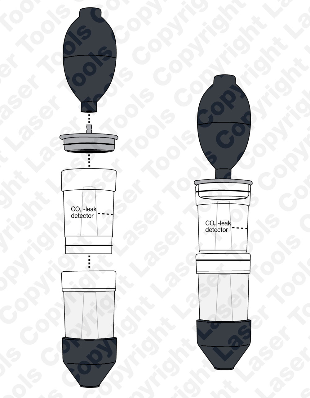 Testeur de Fuite de CO2 8 Pièces Test de Joint de Culasse Professionnel  pour Voitures et Motos avec 3 Connexions à Baïonnette avec Boîtier en