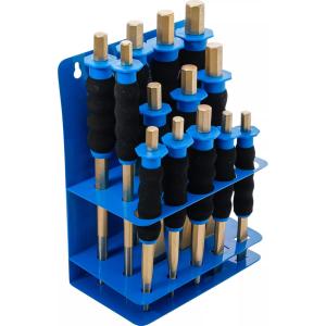 JEU DE CHASSE-GOUPILLES, POINTEAUX, BURINS AVEC POIGNEE DE PROTECTION