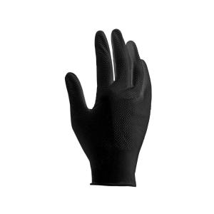 GANTS NITRILE JETABLES NOIR TEXTURE DIAMANTÉE 8g U-POWER - 50 PIECES