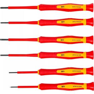 JEU DE TOURNEVIS DE PRECISION ISOLES VDE PLATS ET CRUCIFORMES - 6 PCS