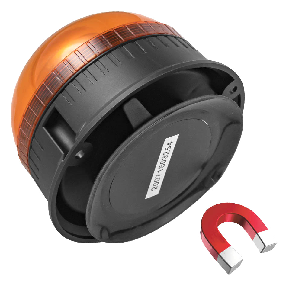 Gyrophare LED orange 12/24V - Flashant - Embase magnétique