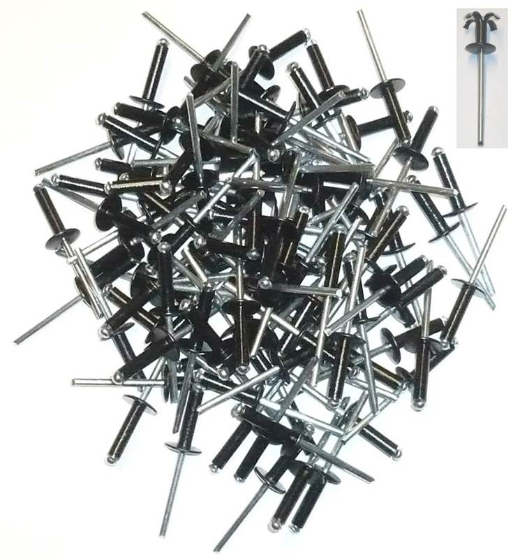 RIVETS POP AVEUGLE ECLATEURS NOIRS TETE LARGE 4.8 x 20