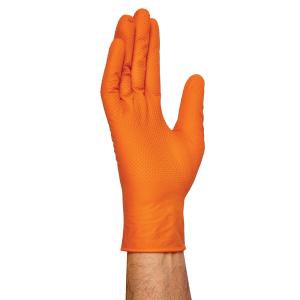 GANTS NITRILE JETABLES ORANGE TEXTURE DIAMANTÉE 8g U-POWER - 50PIECES