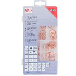 ASSORTIMENT BGS DE BAGUES, RONDELLES, 150 JOINTS D'ETANCHEITE CUIVRE