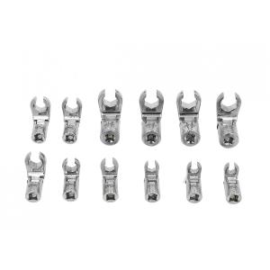 TETES DE CLES A FOURCHE ARTICULEES A TUYAUTER CROWFOOT - 12 PIECES