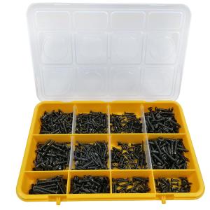 ASSORTIMENT DE VIS A TOLE AUTOPERCEUSES NOIRES TORX ET CRUCIFORMES