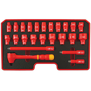 COFFRET LASER TOOL 24 OUTILS ISOLES 1000V VDE GS DOUILLES CARRE 1/2"