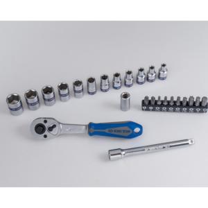 COFFRET CLIQUET + DOUILLES 6 PANS ET EMBOUTS 1/4" - KING TONY