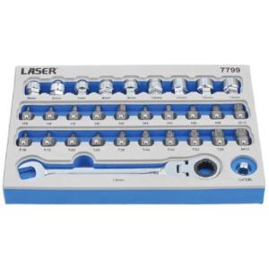 JEU DE DOUILLES ET EMBOUTS LASER TOOLS PROFIL BAS