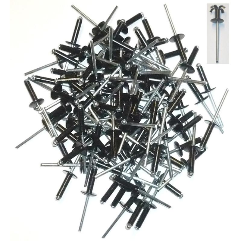 RIVETS POP AVEUGLE ECLATEURS NOIRS TETE LARGE 4.8 x 20