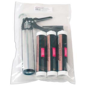 LOT 3 CARTOUCHES JOINT SILICONE RTV NOIR et PISTOLET