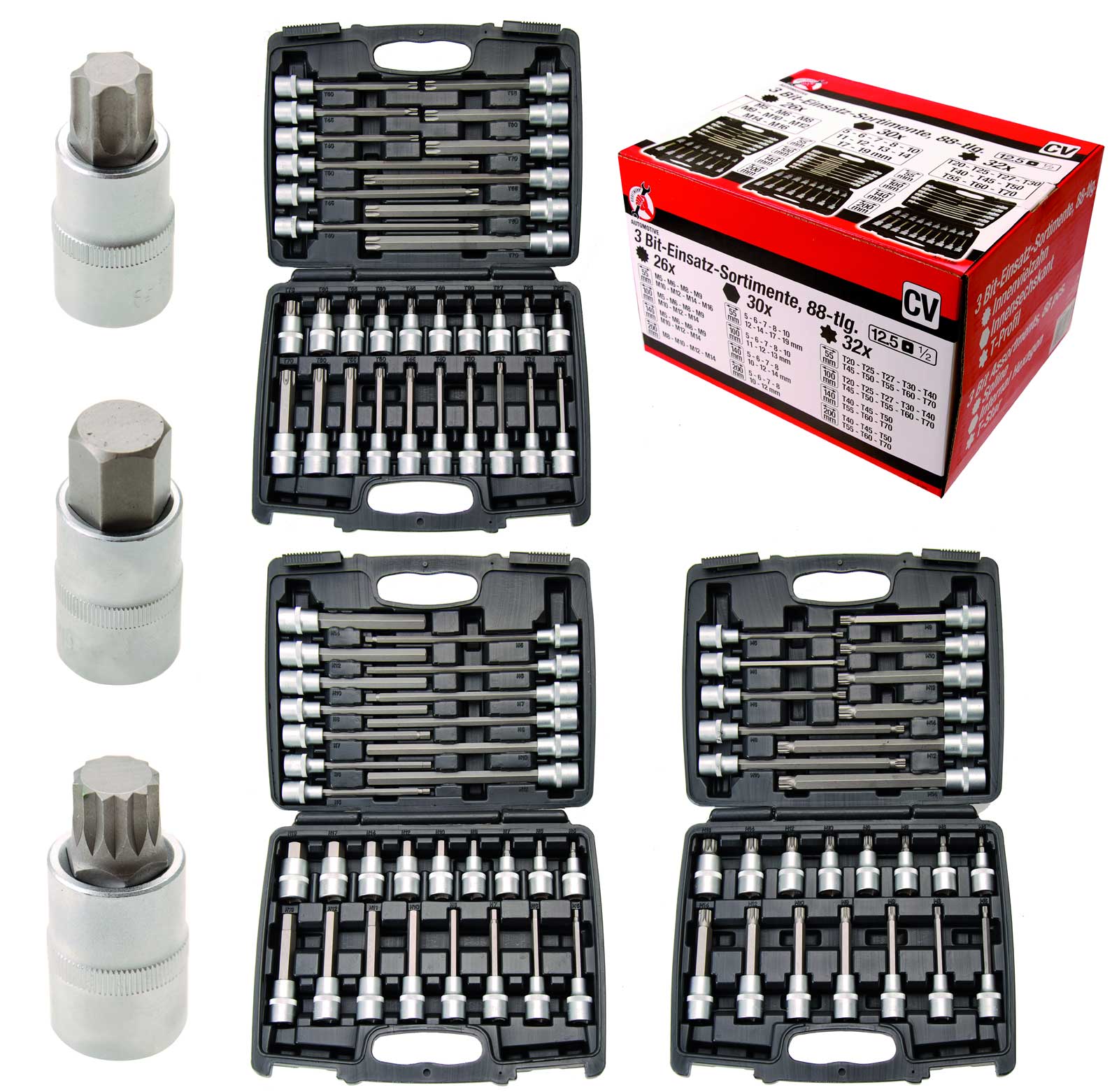 Coffret Douilles Mâles Torx Hexagonal Spline XZN courtes et longues