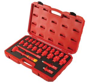 COFFRET LASER TOOL 24 OUTILS ISOLES 1000V VDE GS DOUILLES CARRE 1/2"