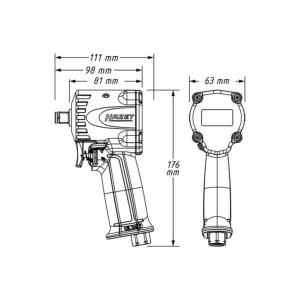 CLE A CHOC 1/2 PNEUMATIQUE EXTRA COURTE 1200 Nm - HAZET 9012M-1