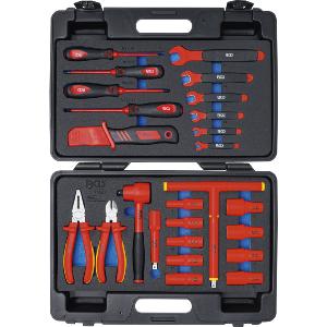 COFFRET 25 OUTILS ISOLES 1000 VOLTS GS VDE ET DOUILLES 3/8" 