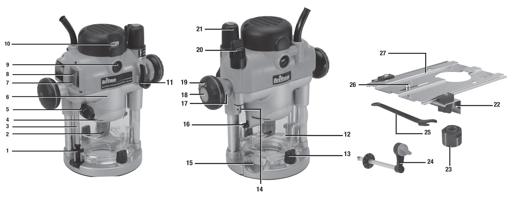 Défonceuse de précision bi-mode plongeante 2400W Triton TRA001