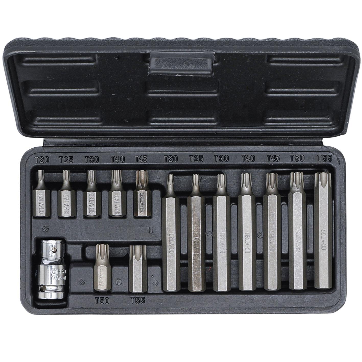 EMBOUTS TORX Courts et Longs ADAPTATEUR 1/2 - COFFRET 14 EMBOUTS