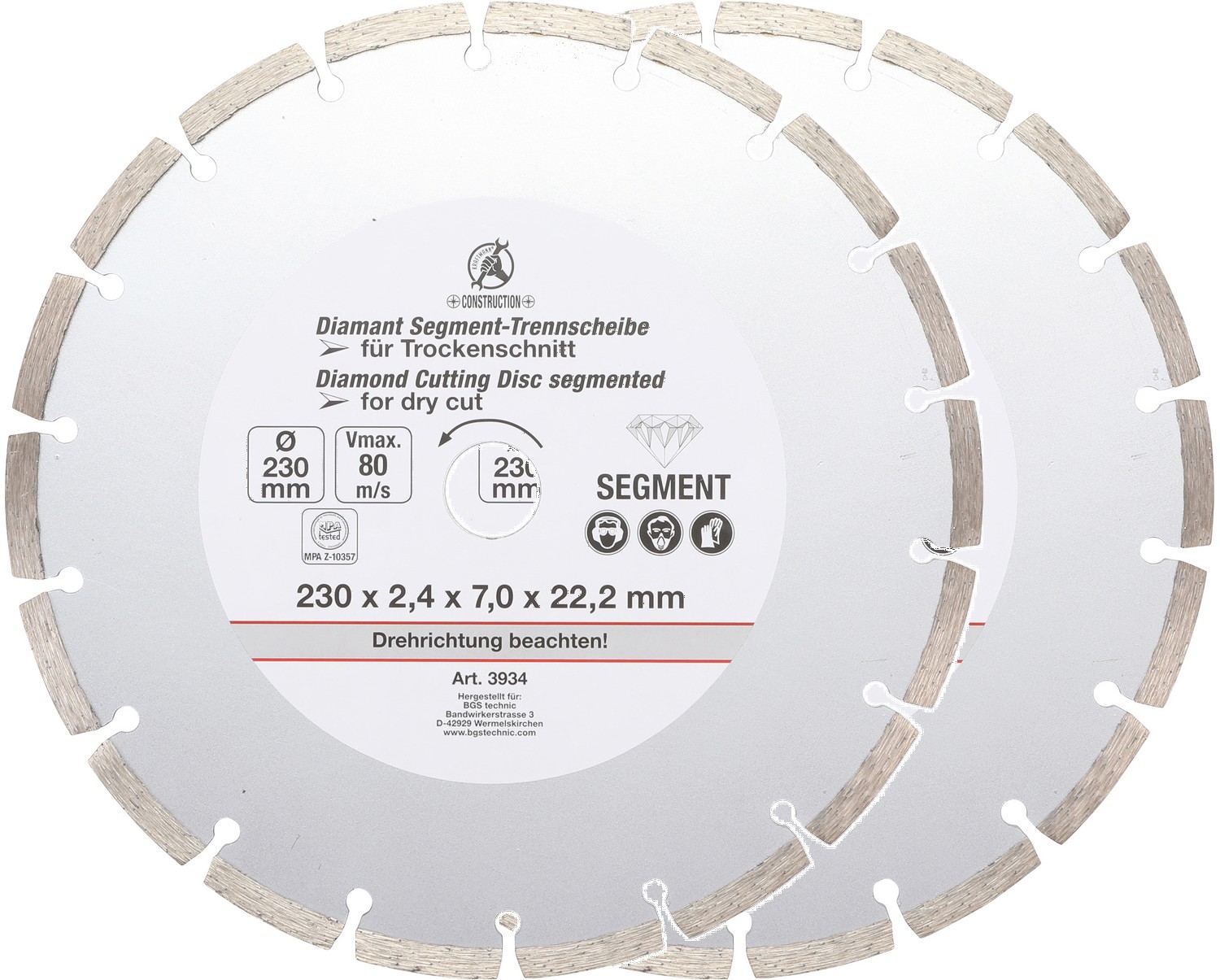 LOT DE 2 DISQUES DIAMANT TOUS MATERIAUX 230 mm