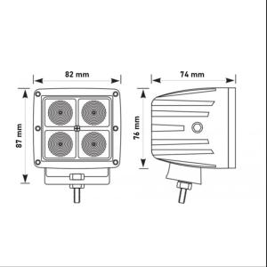 PROJECTEUR, PHARE DE TRAVAIL LED CARRE 12V/24V 16W